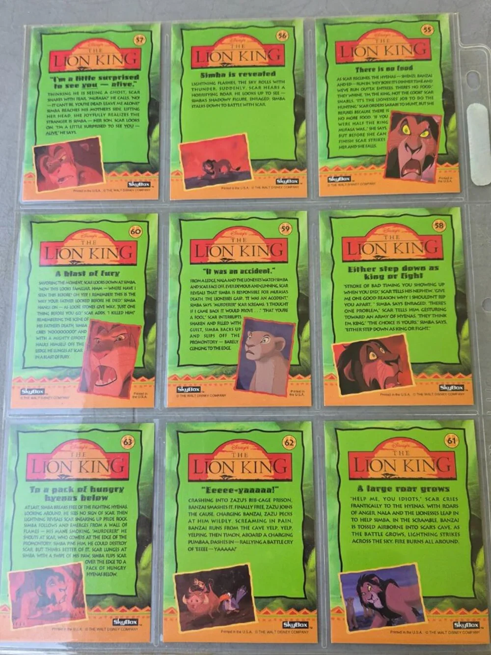 Disney Lion King Trading Cards 19-25, 55-63, 136-144, 145-153 (36 Total Cards)